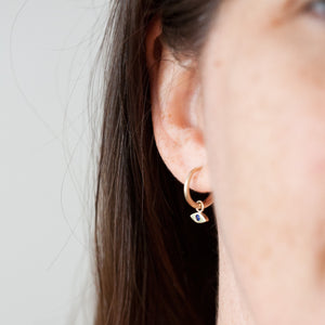 Small Gold Hoops with Sapphire Drops