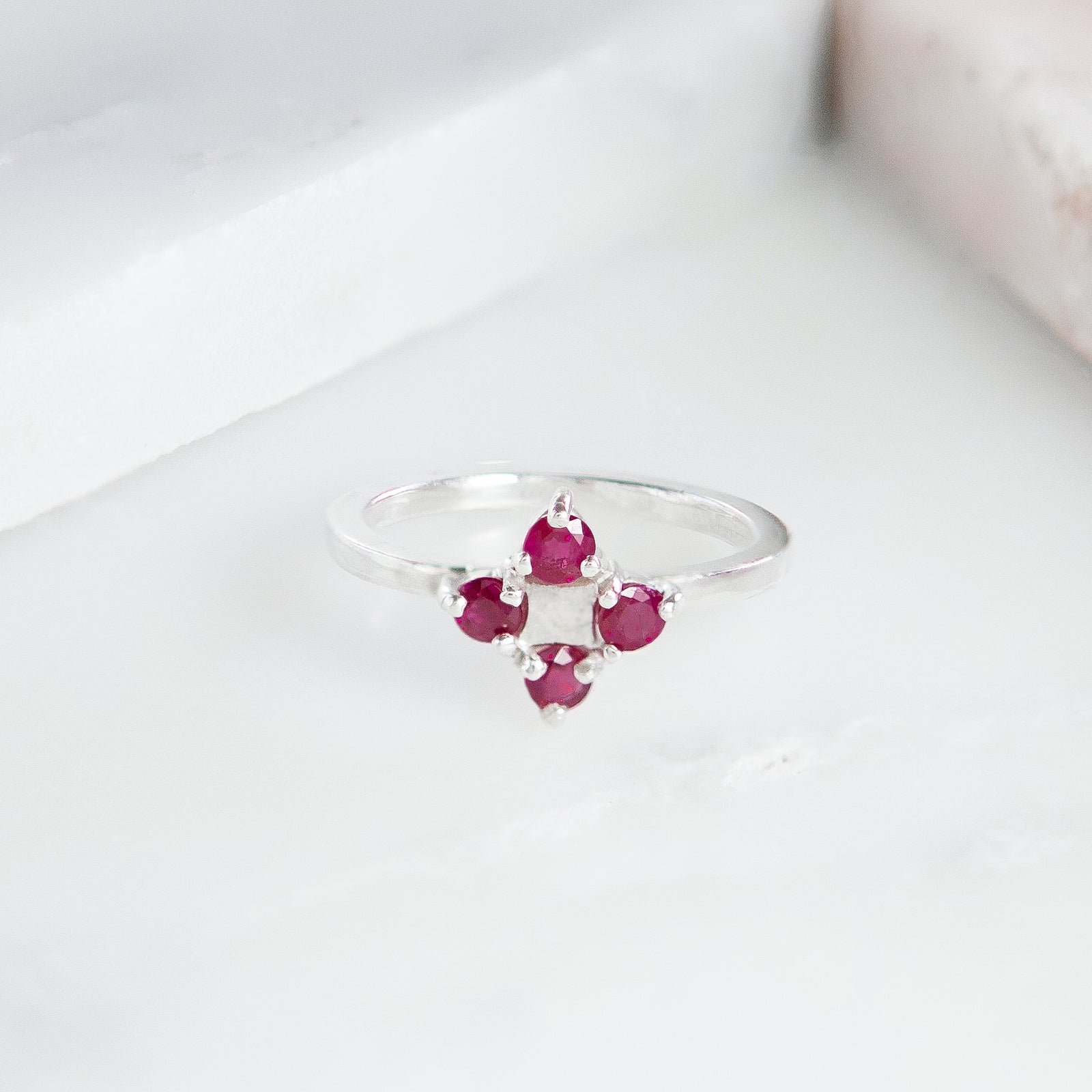 Santuari Ruby Cross Ring