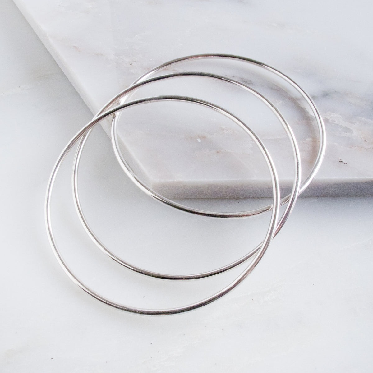 Narrow Silver Bangle Set
