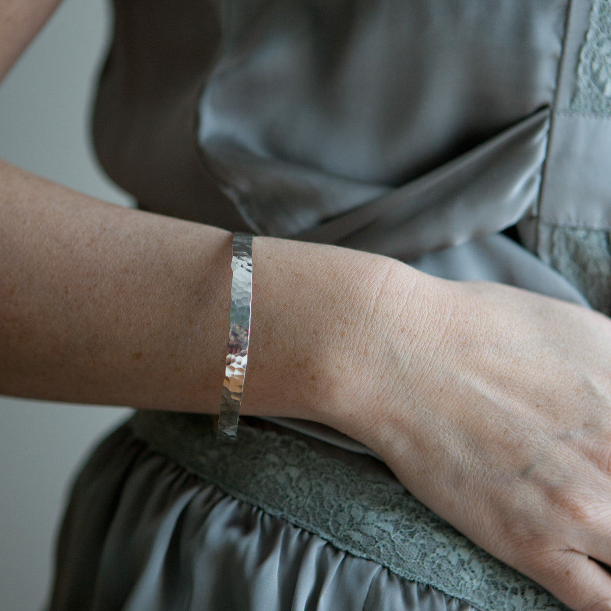 Hammered Silver Bangle